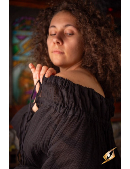 Crinkle middeleeuws overhemd, zwart