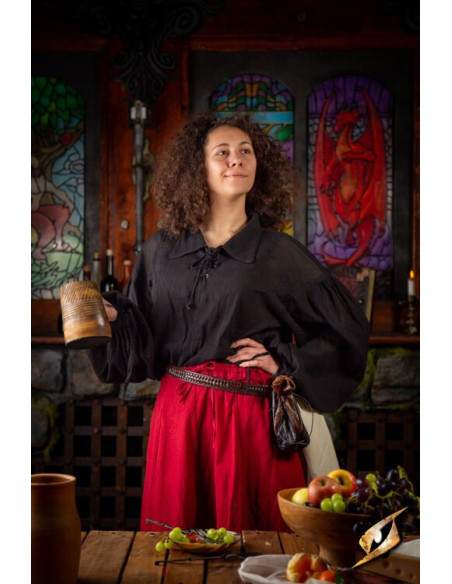 Crinkle hekwerk t-shirt, zwart