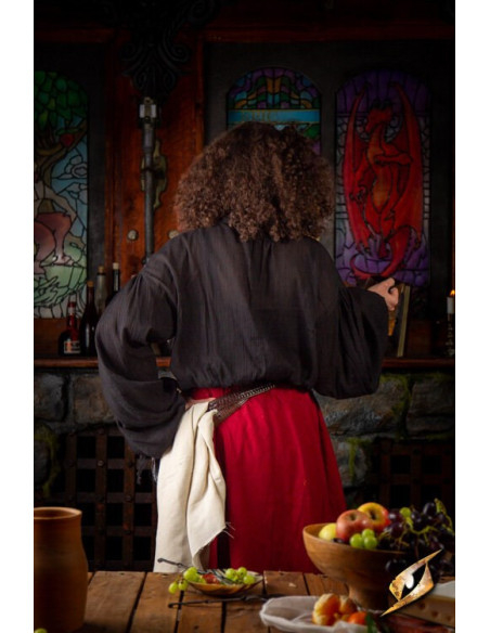 Crinkle hekwerk t-shirt, zwart