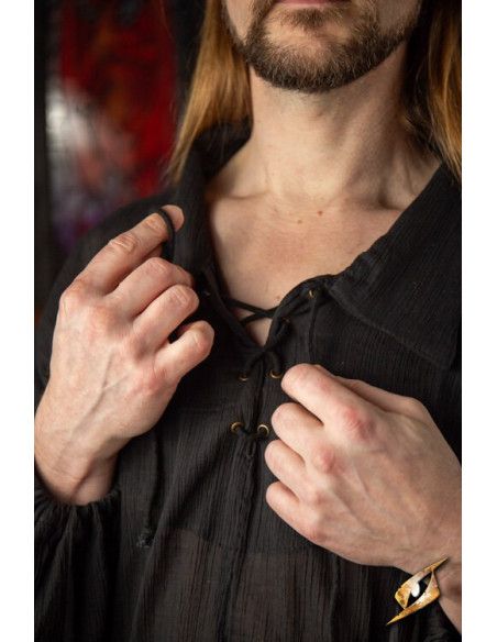 Crinkle hekwerk t-shirt, zwart