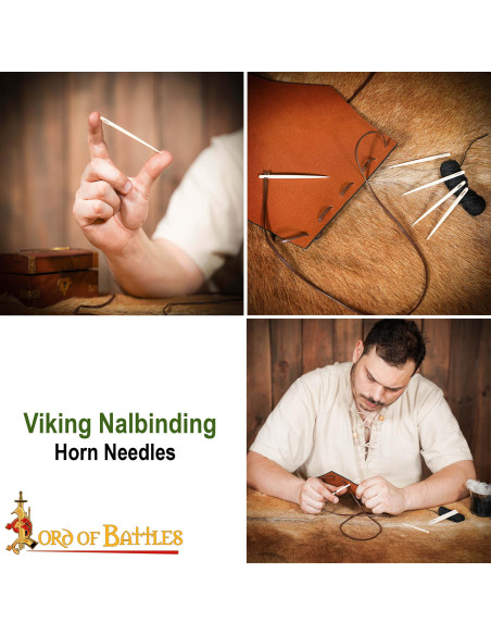 Nål til middelalderbroderi i ben (9 cm.)