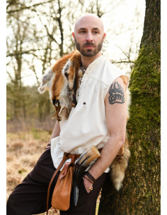 Camisa medieval sin mangas modelo Konstantin, blanco natural
