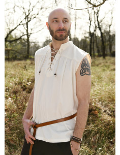 Camisa medieval sin mangas modelo Konstantin, blanco natural 2
