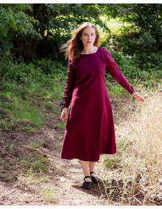Middelalderlig interiørtunika model Sunna, bordeaux