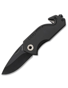 Schwarzes Rettungsmesser der Marke Albainox (14,9 cm).