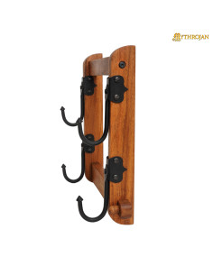 Soporte madera con ganchos para espadas dos niveles 2