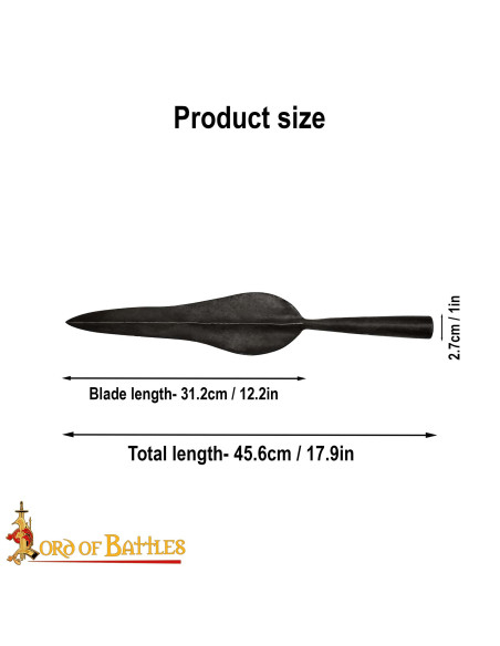 Handgesmede ijzeren speerpunt (45,6 cm.)
