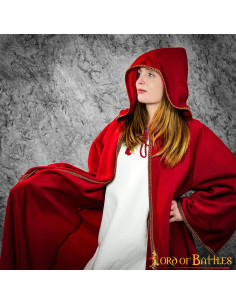 Langer Cape-Mantel für Damen, Ärmelmodell, rot