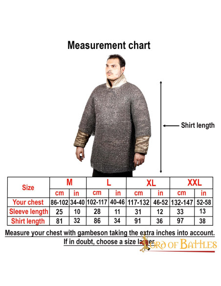Halbarmiges Stahlkettenhemd (10 mm).