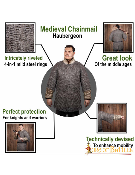 Stalen maliënkolder met halve mouw...