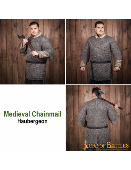 Halbarmiges Stahlkettenhemd (10 mm).