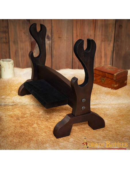 Houten tafelstandaard met twee...