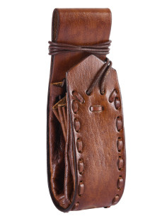 Mittelalterliche Betteltasche aus braunem Leder