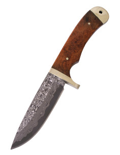 Cuchillo acero Damasco con funda cuero (21 cm.)
