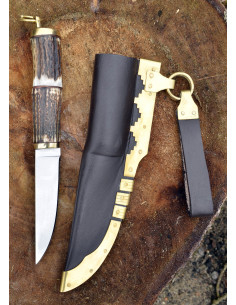 Cuchillo vikingo acero con funda cuero (22 cm.) 2