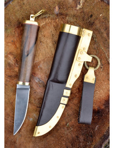 Cuchillo vikingo acero con funda cuero (21 cm.) 2