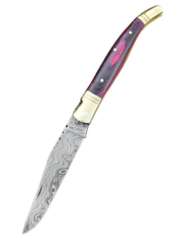 Laguiole-stijl damaststalen mes met schede (22 cm.)
