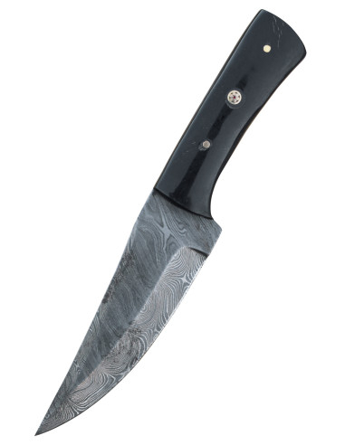 Messer aus Damaststahl mit Lederscheide (23 cm).