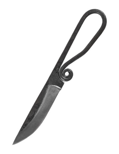 Gesmeed middeleeuws mes met leren schede (19 cm.)