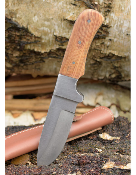 Droppoint kniv med læderskede (20,8 cm)