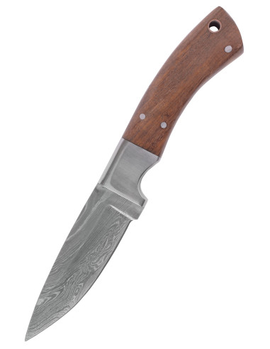 Damaskus blad udendørs kniv med skede (19,5 cm)