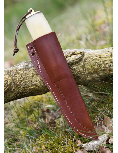 Damaskus kniv med knogleskaft med...