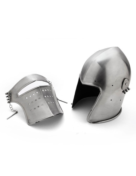 Bacinete medieval con visera...