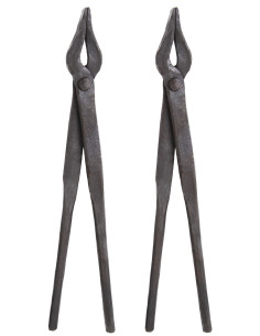 Pakke med 2 håndsmedede middelalderlige ståltænger (21 cm.)