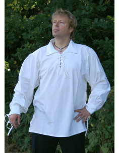 Middeleeuwse katoenen shirt met natuurlijke kleur veters