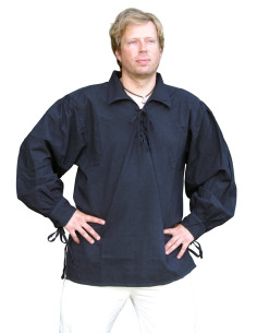 Middeleeuwse katoenen shirt met zwarte veters