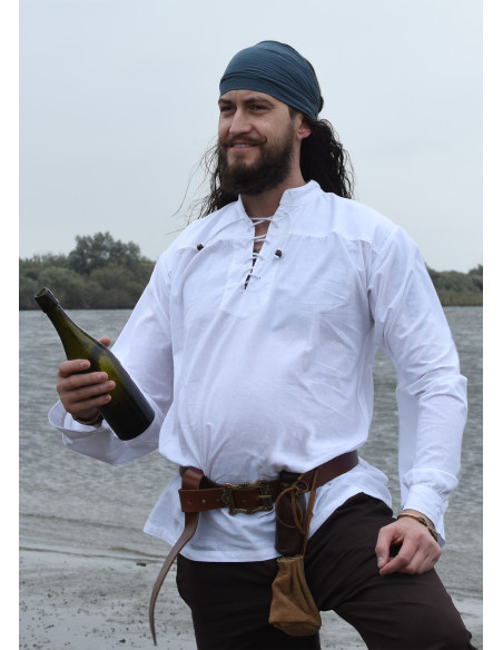 Hvid pirat skjorte model Ludwig