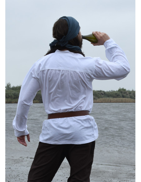 Hvid pirat skjorte model Ludwig