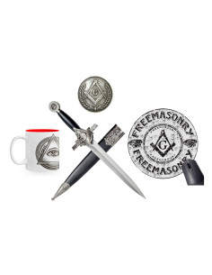 Pack escritorio masónico: Daga, taza, pisapapeles y...