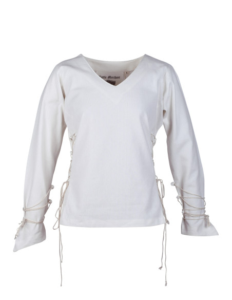 Blusa medieval Aila en blanco natural