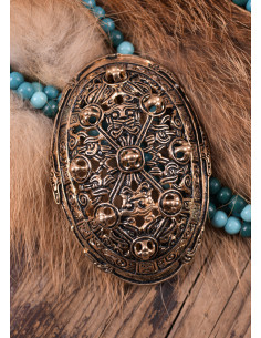Handgemaakte fantasie Viking broche in ovale vorm 2