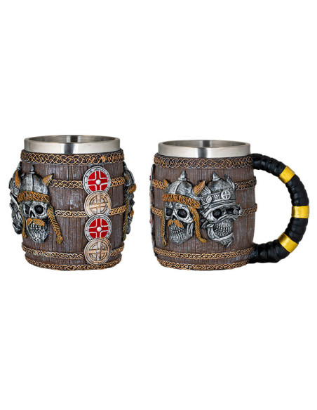 Taza cabezas vikingas con escudo...