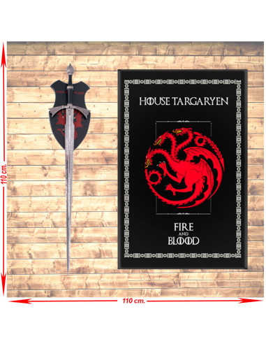 Pack estandarte + Espada Daemon Targaryen de Casa del Dragón