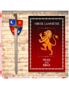 Pack estandarte + Espada Guardajuramentos Jamie Lannister, Juego de Tronos