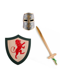 Pack niño Caballero León medieval: Espada, Escudo y Casco