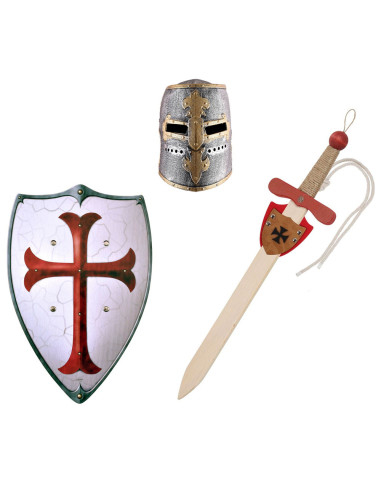Templar Knight kinderpakket: zwaard, schild en helm