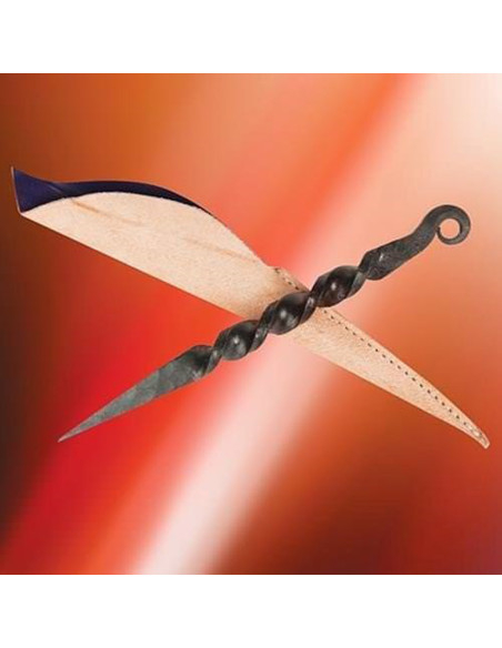 Daga medieval espiral con funda (16 cm.)