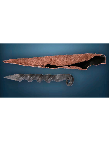 Daga medieval espiral con funda (16 cm.)