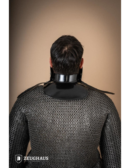 Gorget met Bevor in donker zacht staal