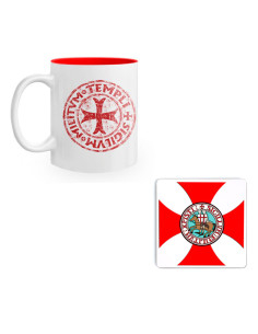 Pack Desayuno Templario: Taza + Posavasos Caballeros Templarios