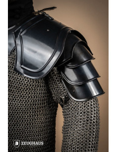 Paar Middeleeuwse Warrior-schoudervullingen, donkere...