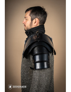 Paar Middeleeuwse Warrior-schoudervullingen, donkere... 2