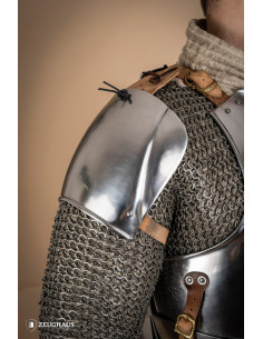 Hombreras medievales de combate, acero pulido 2,5 mm.