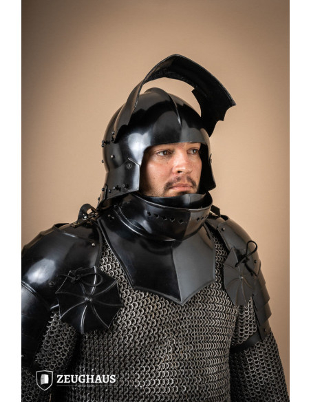 Casco Sallet Alemán en acero bruñido,...