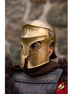 Casco Corintio guardia de palacio, acabado latón antiguo
