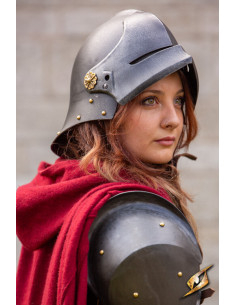 Sallet middeleeuwse huurlingenhelm Renegade-model, zwart...